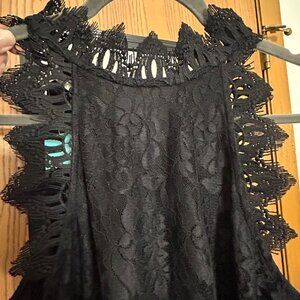 Maurices Black Lace High Neck Top Medium Sleeveless Feminine Chic NWT